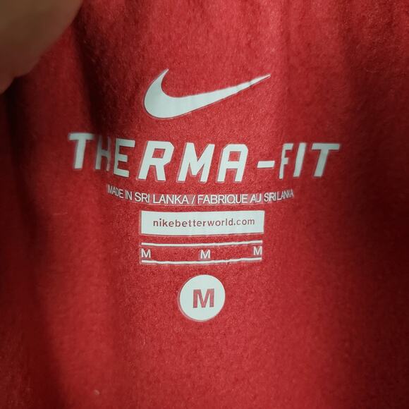 Nike Men's Size M Therma-Fit Track Pant Joggers Maroon Burgundy Red Stripe Mesh - Picture 4 of 10